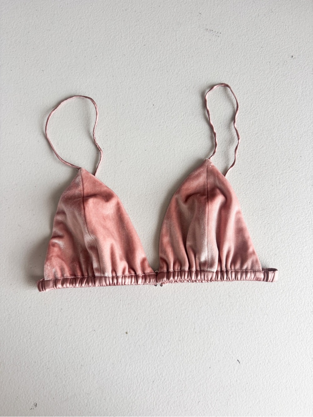 Fleur du Mal Silk & Velvet Bra Triangle Soft Antique Pink